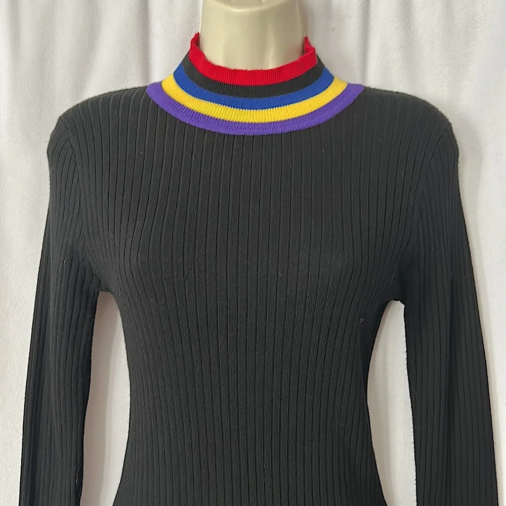 QED London Mock Turtleneck Long Sleeve Black Sweater Top **Size S** 🌺🌺 - Picture 3 of 4